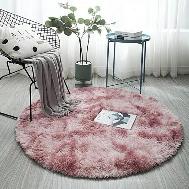 Round Fluffy Rug Carpet Non Slip Soft Area Rugs Washable Bathroom Room Floor Mat 